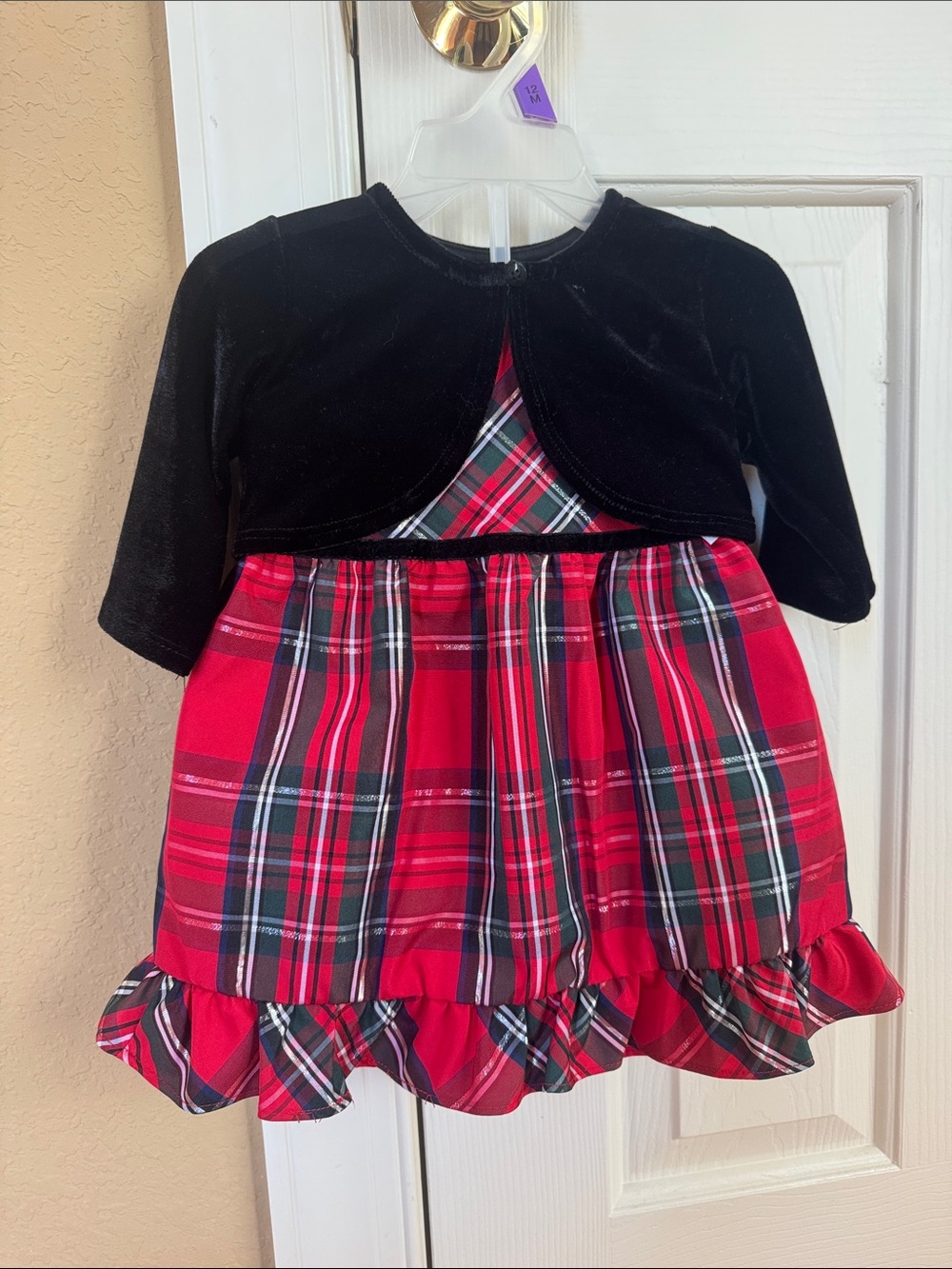 Gymboree Red Plaid Holiday Dress with Black Accents